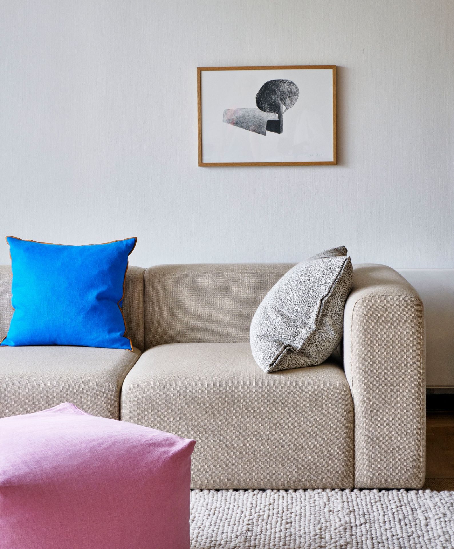 Pouf Stool Hay Sprinkle grey